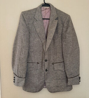 1970's H Bar C Grey Wool Western Blazer Sz L